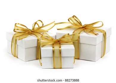 95,685 Gift boxes white ribbon gold Stock Photos, Images & Photography ...