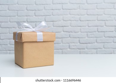 Gift boxes on white table