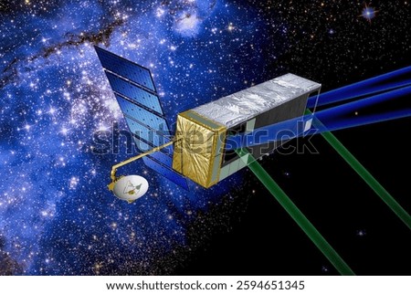 Gift boxes with ribbon and bow. Festive winter holiday background. Smartphone splashing in water. Shuttle, spaceship and moon. Bus interior. Stage light. Elements of this image furnished by NASA