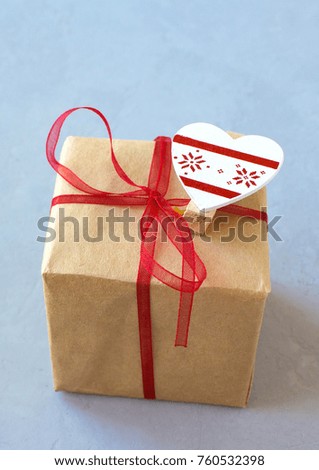 Similar – Image, Stock Photo White gift box with label on wooden table