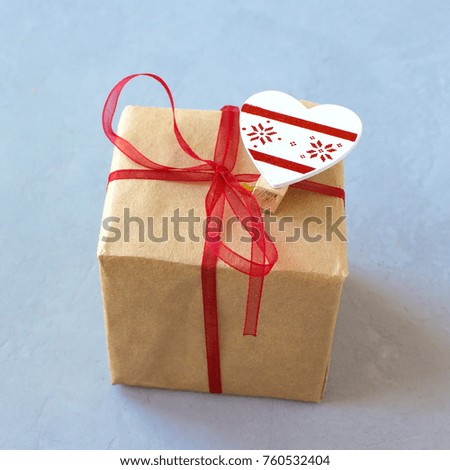 Similar – Image, Stock Photo White gift box with label on wooden table.