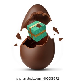 Gift jumping out of an egg easter