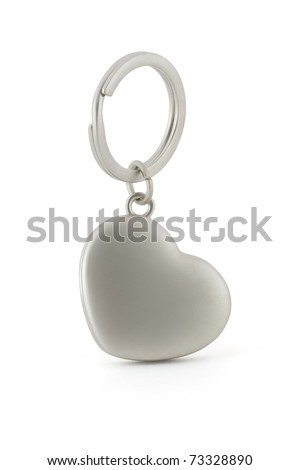 Gift keychain in heart shape isolated on white background