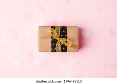 Gift Or Present Box On Pastel Pink Background, Credit Card Reward Point, Cash Back, Bonus For Special Member Concept. Business And Financial Shopping Sale Promotion, Season Holiday Sale Concept