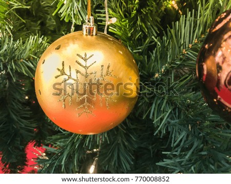 gift suspend on tree of merry Christmas for happy new year day event
