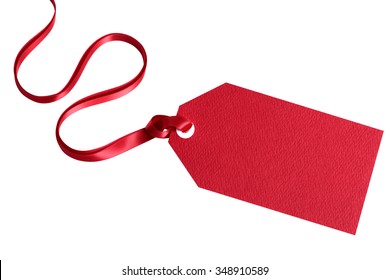 Gift Tag Tied With Red Ribbon