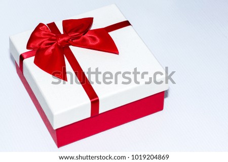 Similar – Image, Stock Photo White gift box on red background