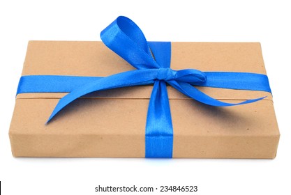 Gift Wrapped Blue Ribbon With Bow