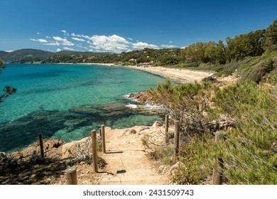 Gigaro beach in La Croix-Valmer near Saint-Tropez, in France, in Europe, in the South of France. 