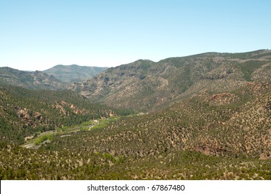 Gila River And Mountains