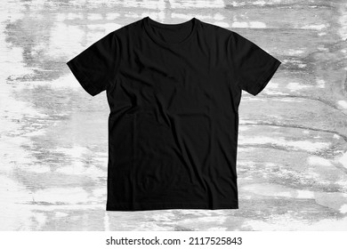 Gildan T-shirt Mockup Black Shirt Flat Lay - Shutterstock ID 2117525843