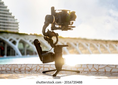 Gimbal In Backlight At Sunset 