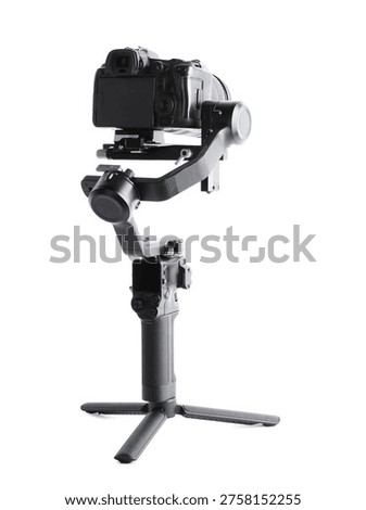 Gimbal stabilizer with camera isolated on white