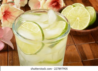 A Gimlet Or Vodka Lime On A Tropical Bar Setting