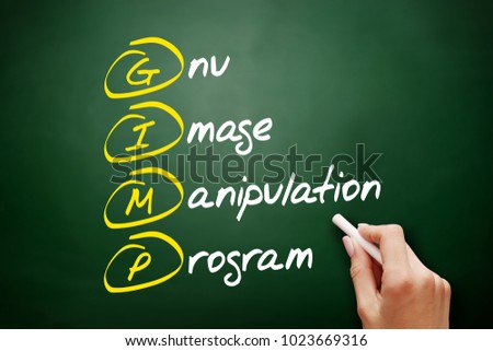 GIMP - Gnu Image Manipulation Program acronym, concept on blackboard