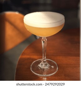 Ginger Bourbon Source cocktail with egg white