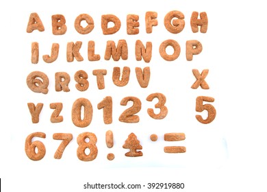 Ginger Bread Alphabet Isolated On The White Background