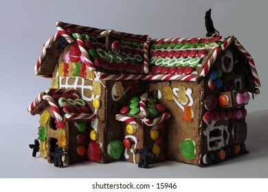 A ginger bread house seen from the side