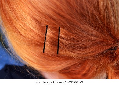 Ginger hair, redhead, bobby pins