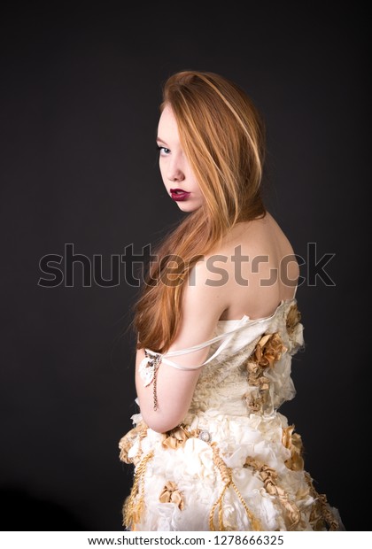 420px x 620px - Ginger Red Head Model Wearing Vintage Stock Photo (Edit Now ...