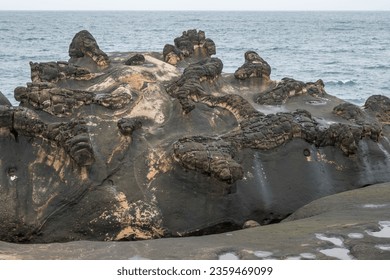 Ginger Rock formations in Yehliu Geopark, Taipei, Taiwan.