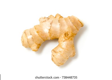 Ginger Root On White Background. The View From The Top.