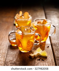 Ginger tea with the addition of citrus, honey and cloves