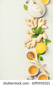 Ginger Tea With Lemon, Honey And Mint