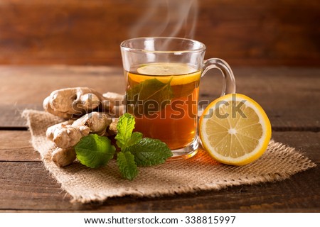 ginger tea with mint and lemon