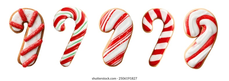 Gingerbread candy cane sweet cookie biscuit isolated. Many assorted different design. Mockup template for artwork design	
 - Powered by Shutterstock