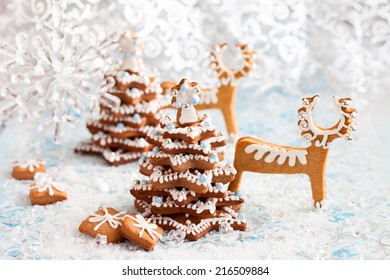 Gingerbread Christmas Tree And Deer