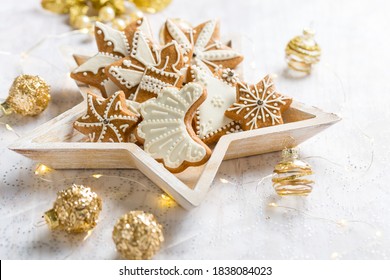 Gingerbread cookies with ornaments for Christmas on white background - Powered by Shutterstock