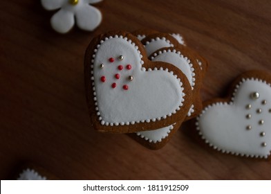 Gingerbread Cookies Stacked 
On A Wooden Background