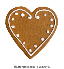 Gingerbread Heart Isolated On White