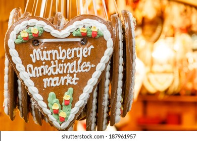 Gingerbread Hearts At Nuremberg Christmas Market