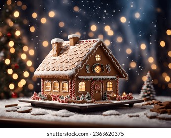 gingerbread house in the snow - Powered by Shutterstock