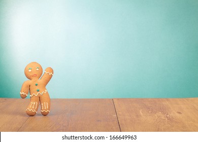 Gingerbread Man Conceptual Photo For Christmas Card Background