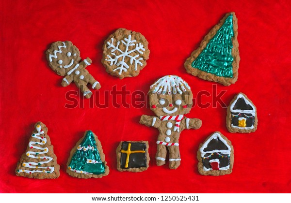 Gingerbread Man Cookie Biscuits Christmas Decoration Royalty