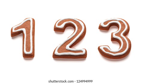 Gingerbread Numbers Isolated With Clipping Path