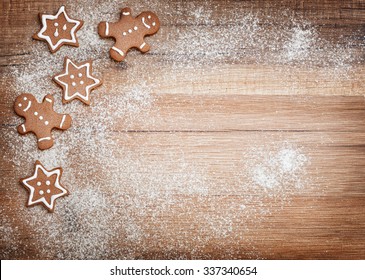 Gingerbread On Wooden Background