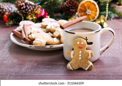 Gingerbread People Biscuits With Hot Drink