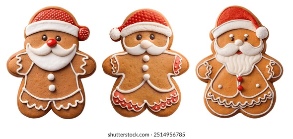 Gingerbread Santa Claus set on a white background. Holiday and party concept. - Powered by Shutterstock