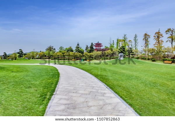 Gingyang Lake Park flat landscape, Nanjing, Jiangsu\
Province, China