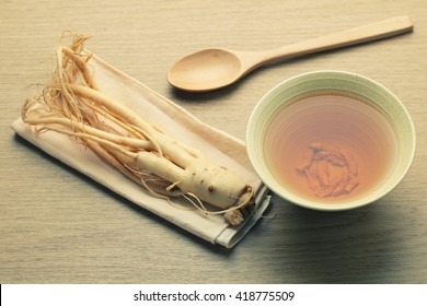 Ginseng Tea , The Concept Of Healthy Drink - Vintage Filter.