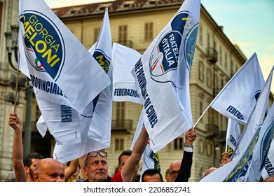 Giorgia Meloni Celebrate With Supporters The National Election Day Turin Italy September 23 2022