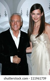 Giorgio Armani And Katie Holmes At The Giorgio Armani Prive Show To Celebrate The Oscars. Green Acres, Los Angeles, CA. 02-24-07