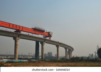 Girder at construction site of elevated rail track