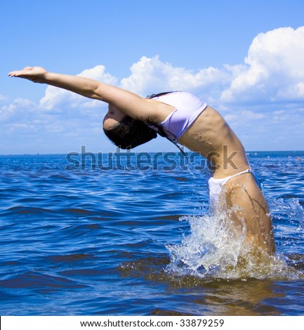 Similar – Image, Stock Photo leg Woman Beach Ocean