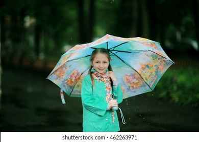 Girl 6 Years Old Spring Rain