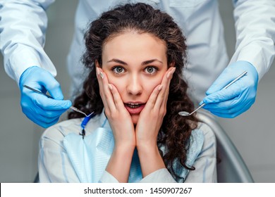 The girl is afraid of the dentist. Close up view. - Powered by Shutterstock